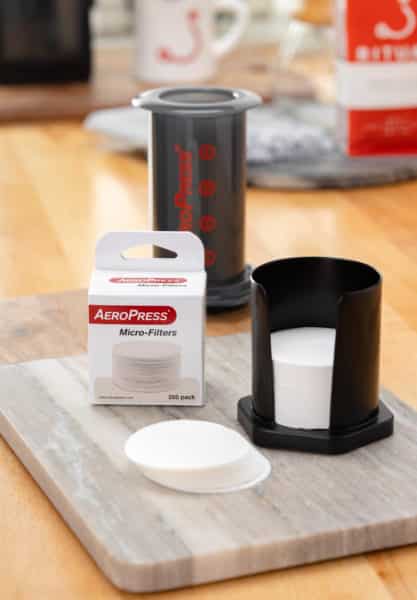 aeropress with filters and filter stand