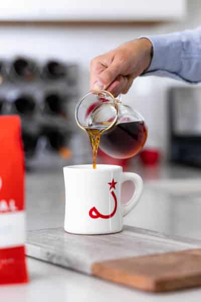 decanter and white diner mug