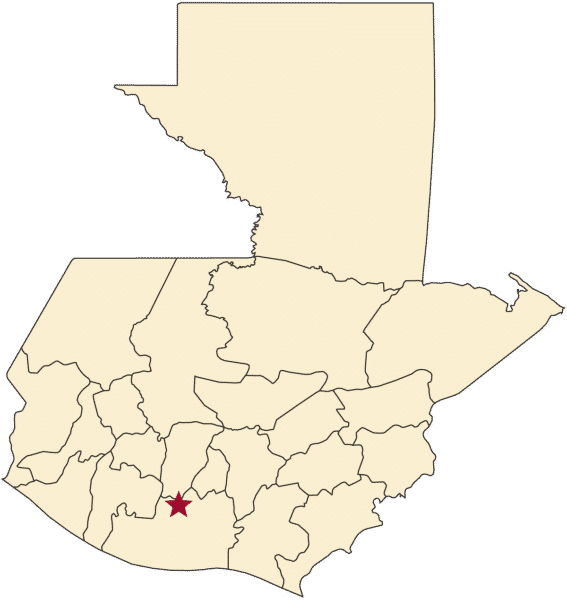 map of Antigua, Guatemala with red star