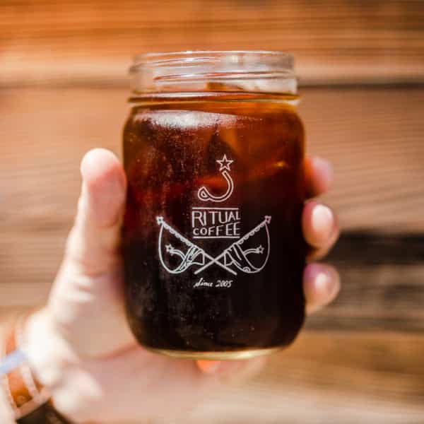 cold brew in ritual mason jar