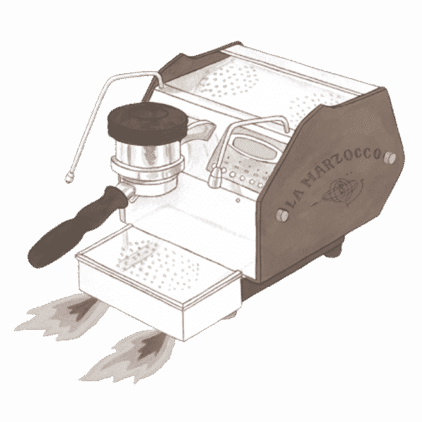 Illustration of a La Marzocco GS3 espresso machine