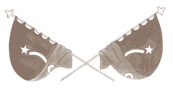 illustration of two ritual flags