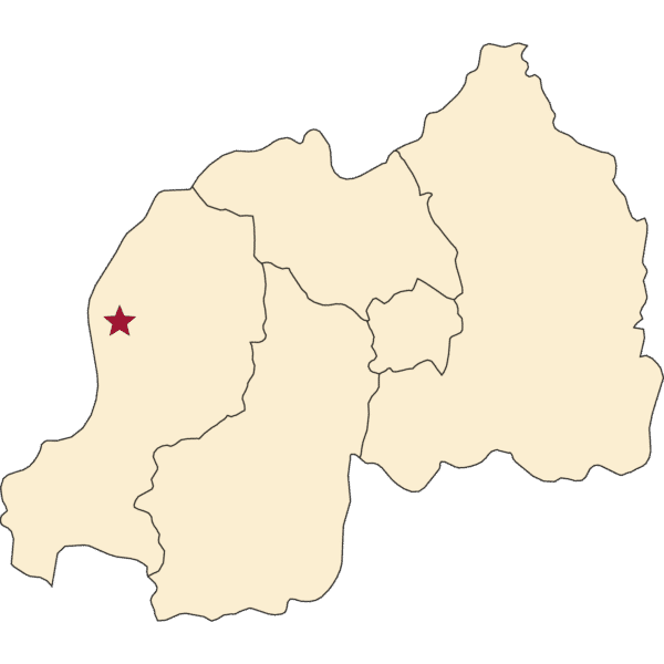 Map with a star locating Karongi, Rwanda.
