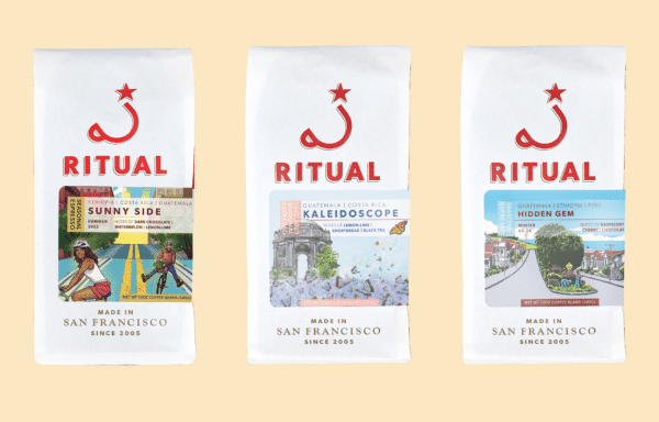 3 bags of espressos: Sunny Side, Kaleidoscope, and Hidden Gem