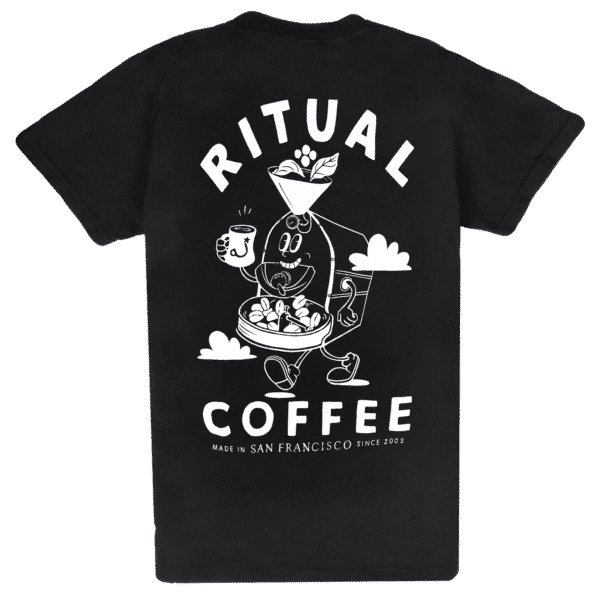 Back of black Roaster shirt