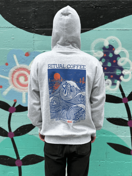 Person wearing latte wave hoodie